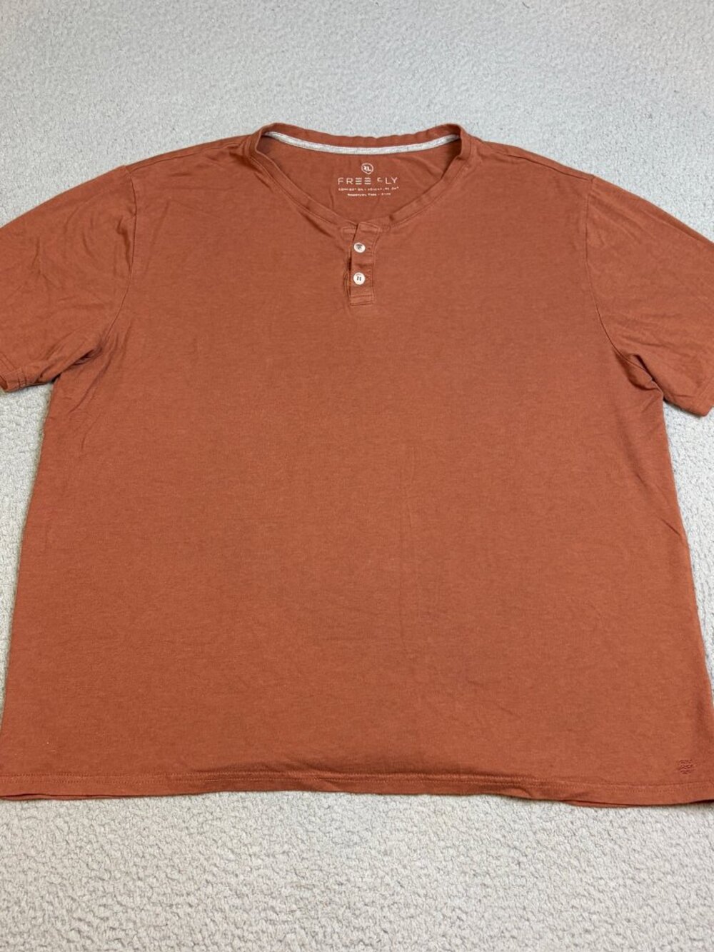 Free Fly Shirt Mens XL Orange Bamboo Performance Short Sleeve Buttons Tee